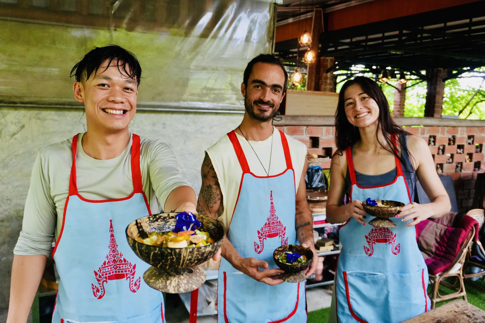 Guests sharing the dishes they made during a True Nature cooking class