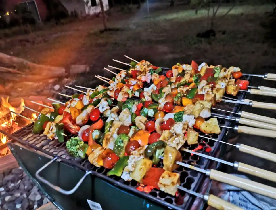 Vegetable skewers on the grill