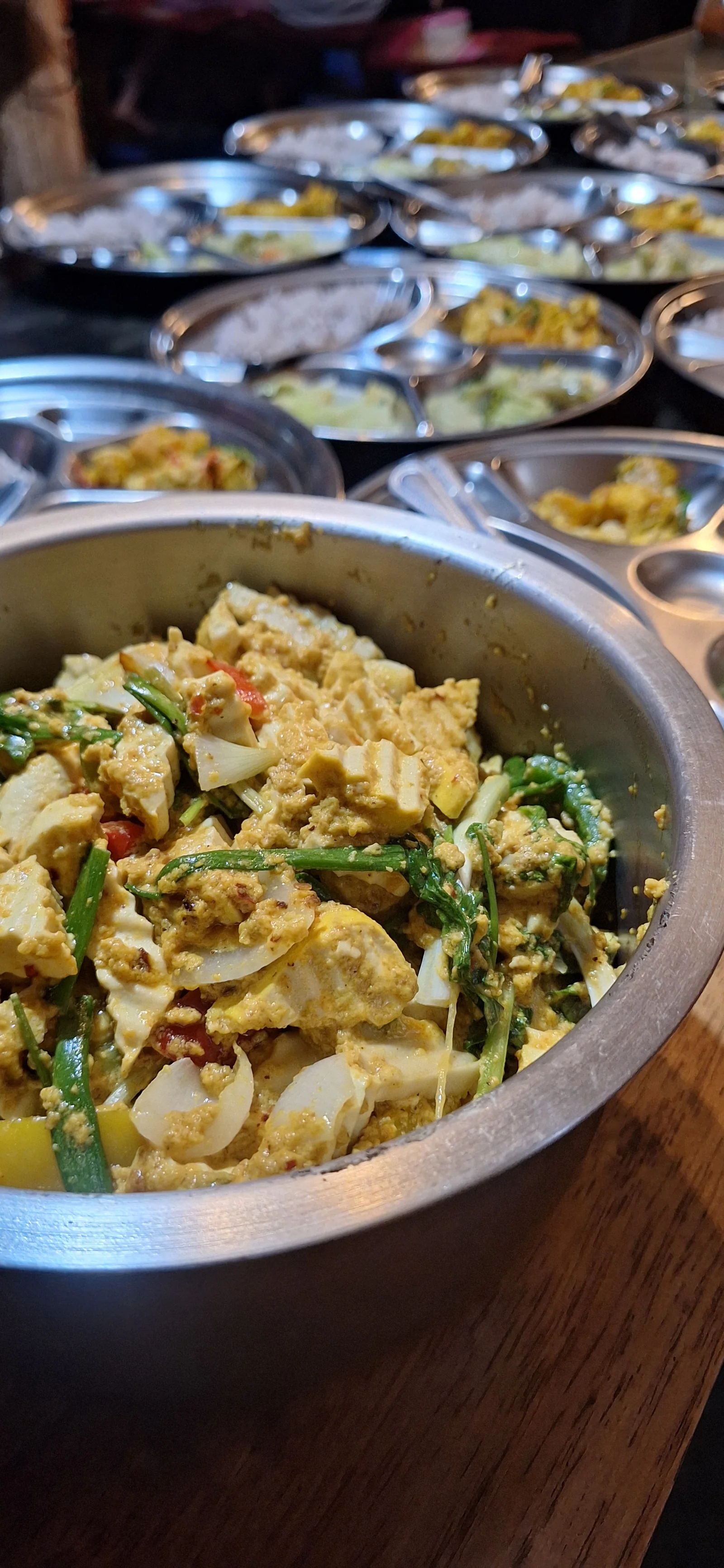 Home-cooked tofu curry and vegetarian meals ready to share