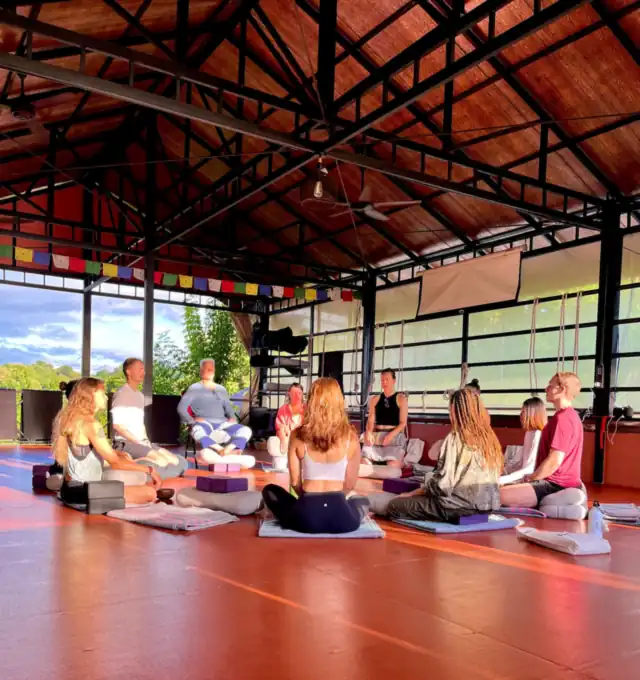 Students meditating in a circle